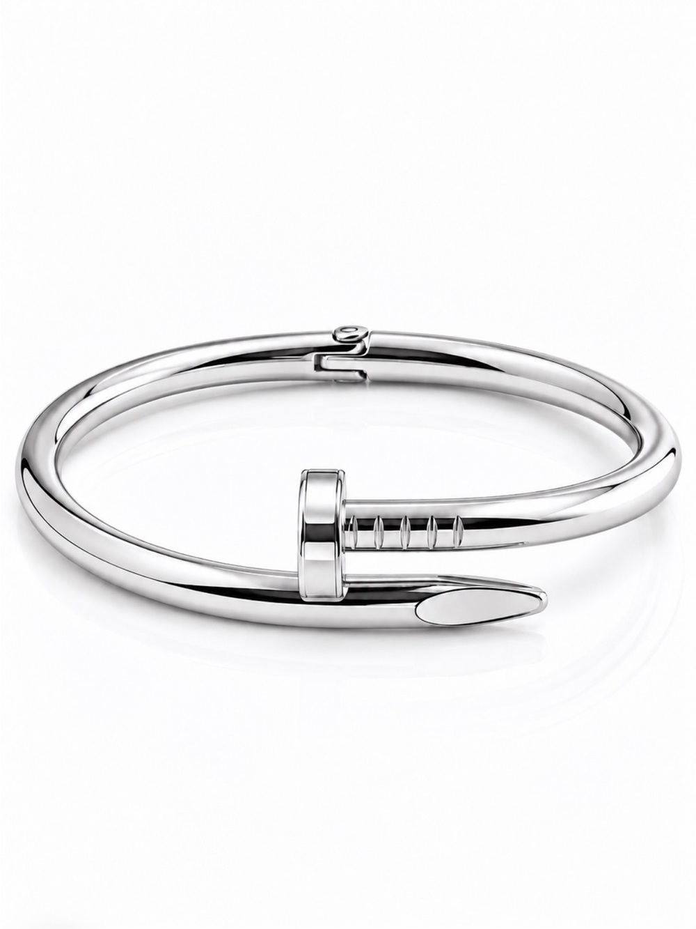 Silver Plated Stainless Steel Nail Bangle Bracelet